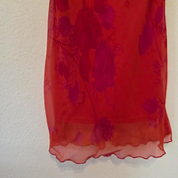 🔥 Vintage La Belle Red Sheer Floral Slip Dress – Made in USA 🔥 - Picture 4 of 7